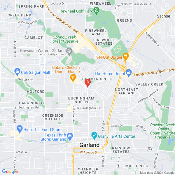 Tow truck in garland location map